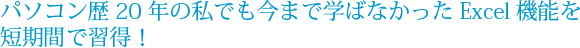 パソコン歴20年の私でも今まで学ばなかったExcel機能を短期間で習得！