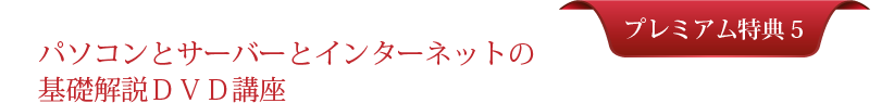 プレミアム特典＃５：パソコンとサーバーとインターネットの基礎解説ＤＶＤ講座
